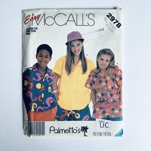 McCalls 2978 EASY SEWING PATTERN Vintage 80s Sz LARGE Boys/Girls Shirt UNCUT